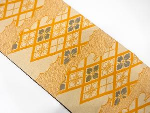 アンティーク　纐纈　雲取りに疋田・花菱模様織り出し昼夜帯（材料）